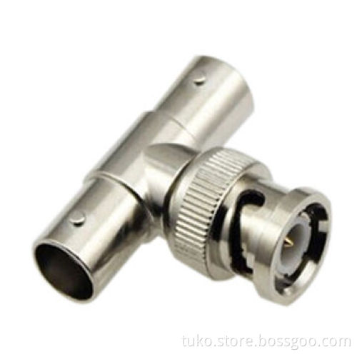 RF Coaxial Connector, T Type BNC Plug to Double Jack, Adapter